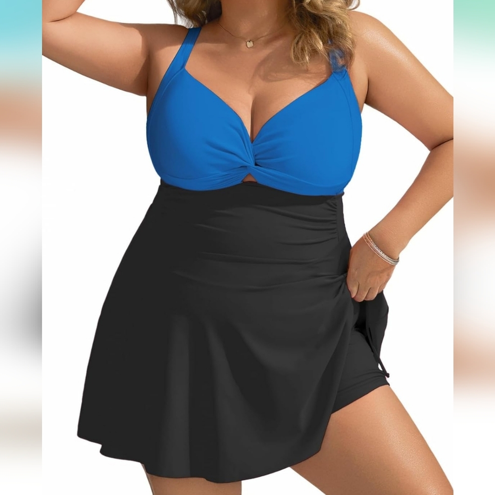 HANNA NIKOLE PLUS SIZE One Piece Tummy Control Swimdress